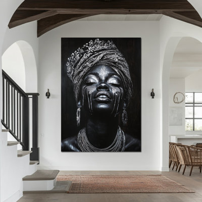 African Wall Art - Decorative Black Canvas Picture Wall Decor for Bedroom, Black Artwork African American Art Painting for Living Room, Wrapped Canvas Print Pine Frame, 20×30 inches