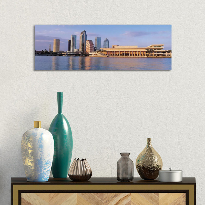 Tampa Skyline Cityscape (Evening) - Wrapped Canvas Panoramic Print