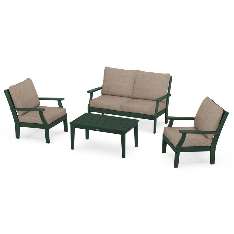 Ensemble de chaises à assise profonde 4 pièces Braxton, Granit, Teck