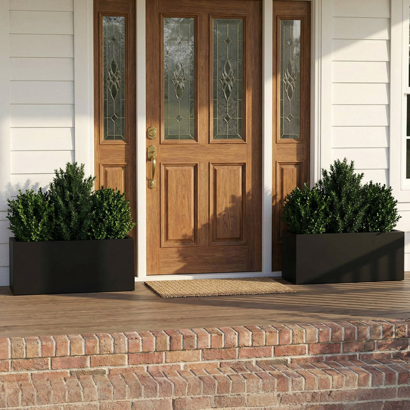 Jardinières rectangulaires en métal pour plantes d'extérieur, H 10 po x l 24 po x P 10 po