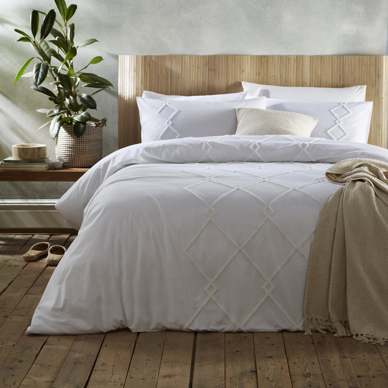 Kojo 100% Cotton Duvet Cover Set, King Duvet Cover + 2 Standard Pillowcases, Silver
