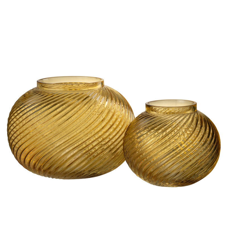 Pharrell Glass Table Vase 1, 17cm H x 20cm W x 20cm D, Yellow