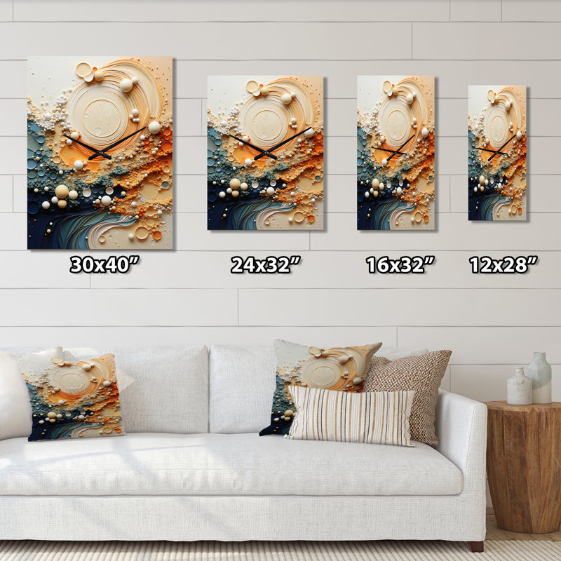 Horloge murale Serene Sands II - Abstract Collages, H 32 po x l 16 po x P 1 po