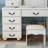 Unique Modern Bedroom Vanity Set w Stool Foldable Mirror Drawers White Color MDF Veneer 1pc Vanity Furniture