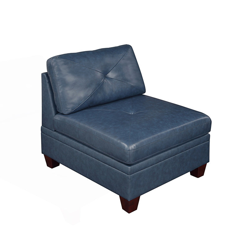 Fauteuil contemporain sans accoudoirs en cuir véritable, fauteuil de lecture