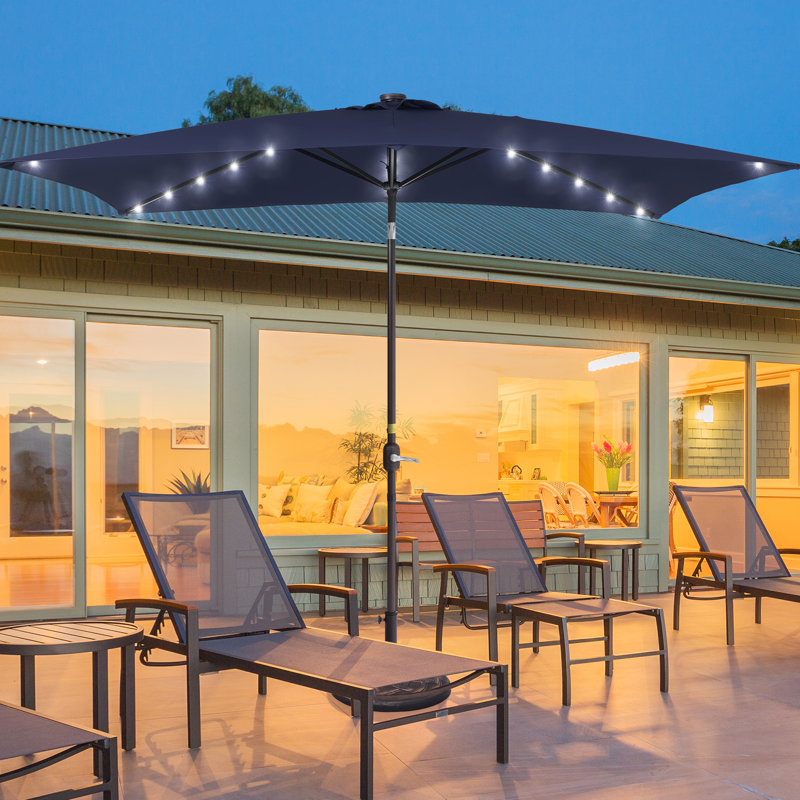 Améliorez votre espace extérieur: parasol rectangulaire de 10 pi x 6,5 pi à DEL avec protection UV, inclinaison facile et résistance au vent