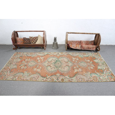 Vintage Turkish Area Rug in Vibrant Orange Hue Ideal for Adding a Unique And Antique Charm to Your Living Space
