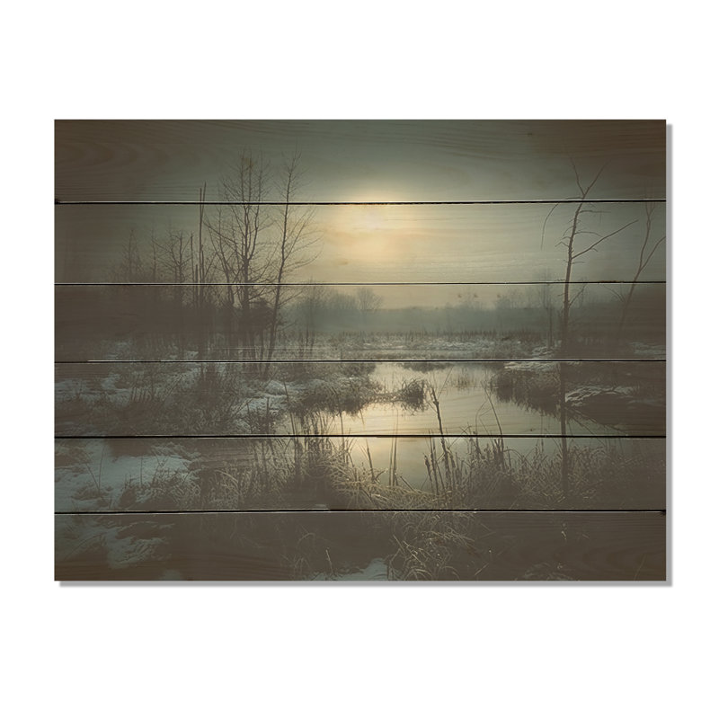 Photographie en noir et blanc Winter Tree I - arbre, art mural sur bois de pin naturel, H 30 po x l 40 po