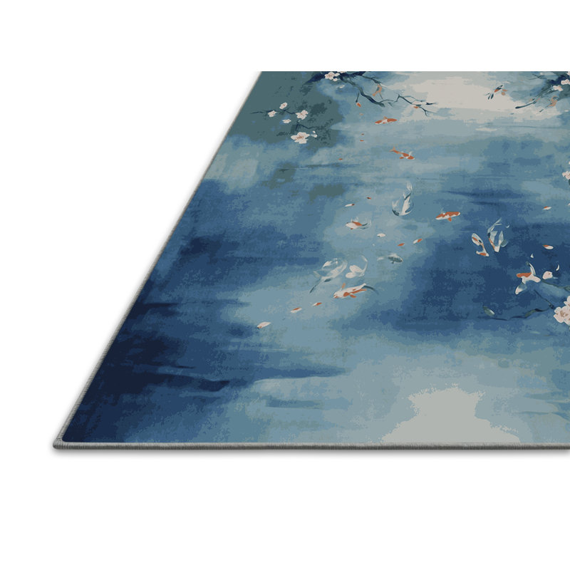 Silky Soft Plush Blue Area Rug, Square 5'