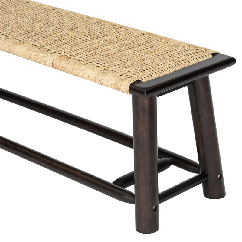 Solid Wood Bench, 59 Inches, Walnut Finish, With Tapered Legs For A Sleek Appearance Suitable Entryways And Airy Living Rooms