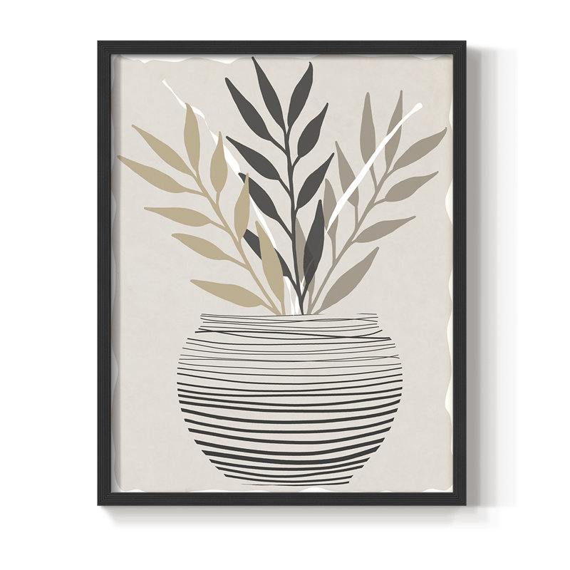 Palmier I, reproduction encadrée - bois massif, Cadre simple noir, H 10 po x l 8 po