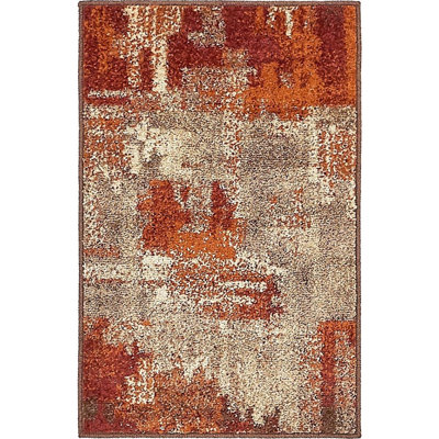 Tapis beige / brun / bourgogne Shively