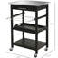 Îlot de cuisine - plateau de table en acier inoxydable avec support à vin et tiroir, plateau de service polyvalent et polyvalent