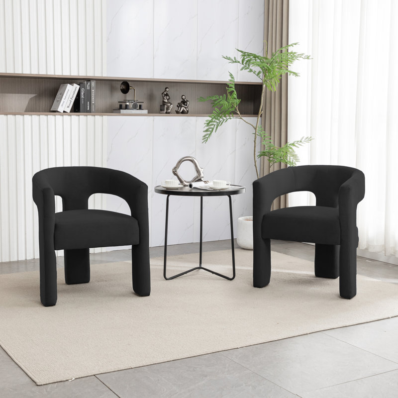 Demita 19.49'' H Tufted Velvet Upholstered Armchair, Black