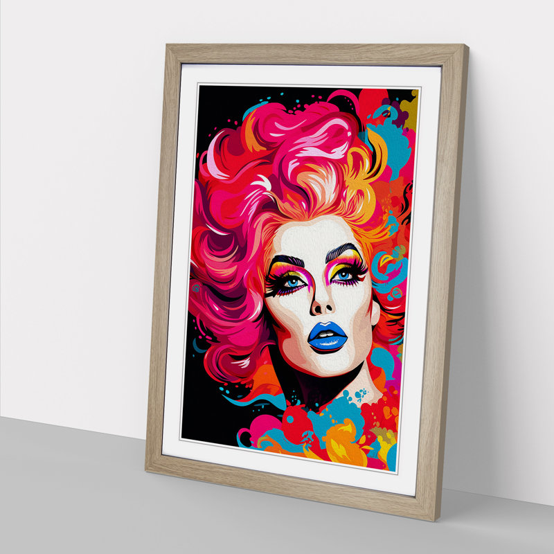 Drag Queen Pop - Single Picture Frame Print on Wood, Oak, 34" H x 25" W x 2" D