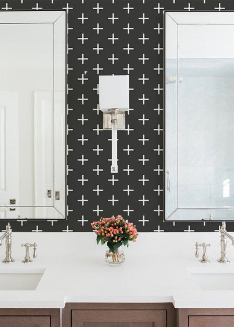 Mrs Paranjape Papers Mrs Paranjape Self-Adhesive Wallpaper, Jet Black Reverse, Non-pasted, Paper