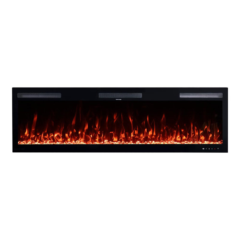 Vibrance Recessed or Wall Mounted Electric Fireplace Heater, Multi-Flame Colors, Voice Assistant Compatible, Logs & Crystals, Remote Control