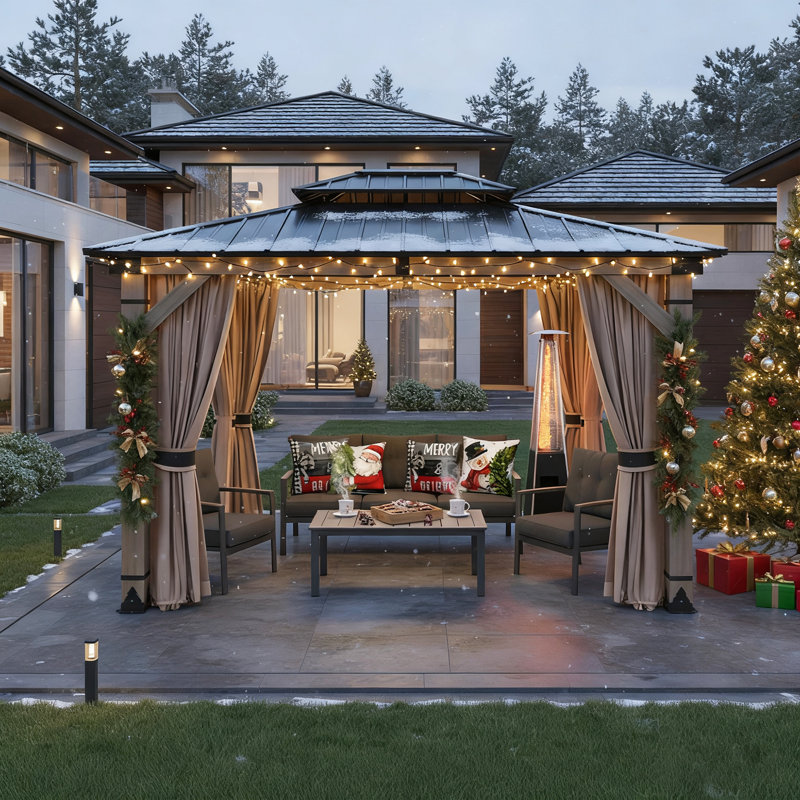 Beverly Hills 12 Ft. W x 10 Ft. D Solid Cedar Wood Patio Gazebo
