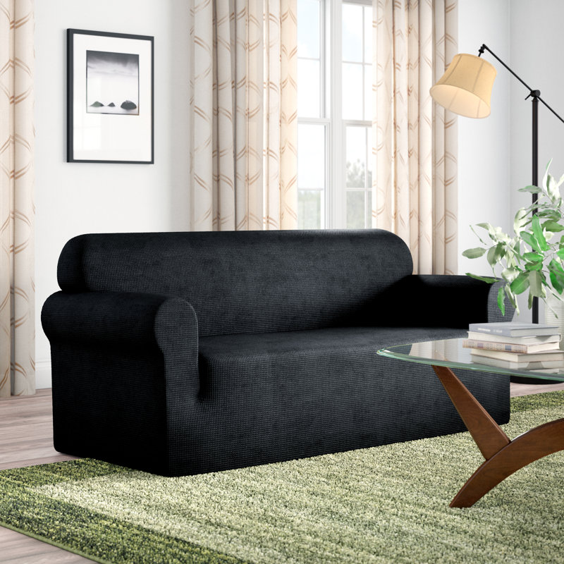 Housse pour causeuse à coussins carrés/rectangulaires, Noir, H 23 po x l 92 po x P 24 po