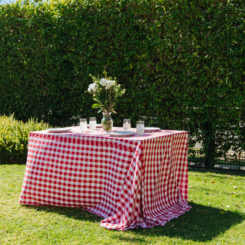 Red and White Gingham Checkered Rectangular Tablecloth 90”x132”