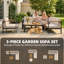 Outsunny 3 Pieces Garden Furniture Set with L-Shaped Sofa Armchair Beige