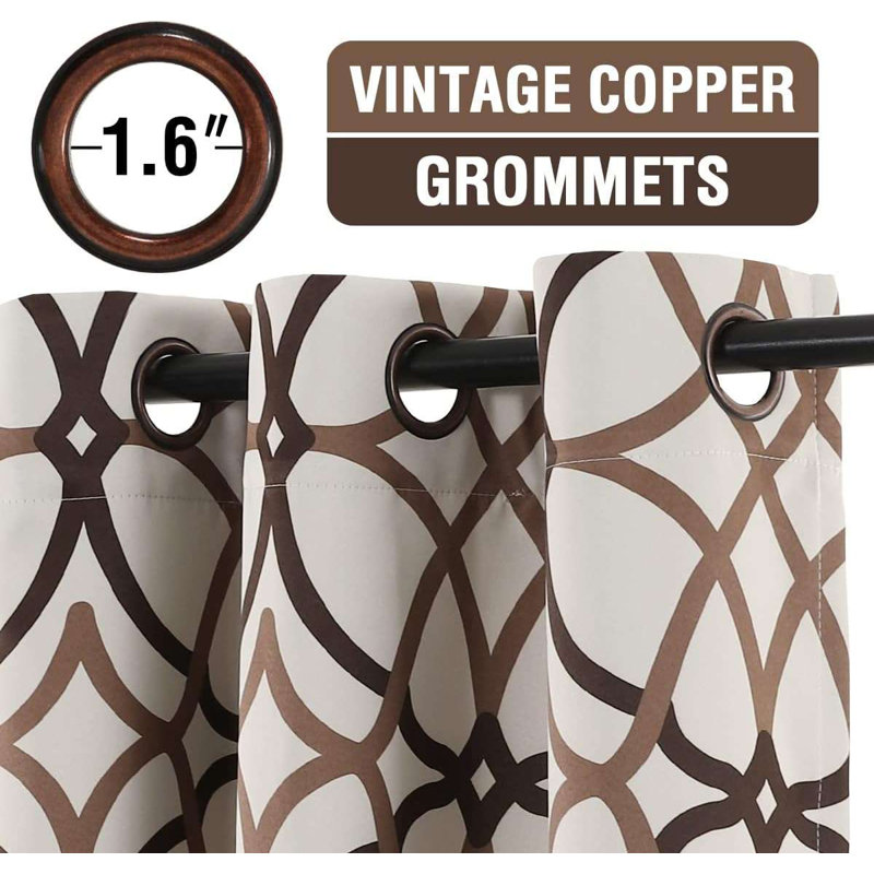 Rideaux occultants à motif imprimé 2 panneaux isolants et isolants pour chambre à coucher avec rideaux géométriques modernes à œillets