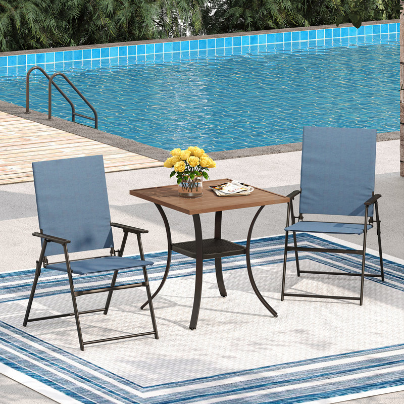 Chaise d'extérieur Thieu, Bleu foncé