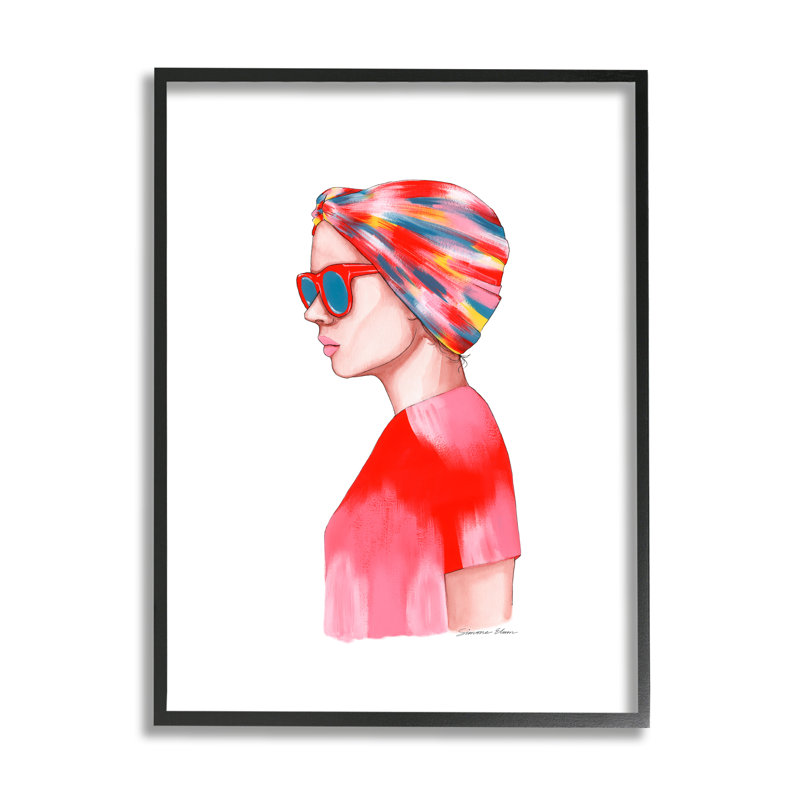 «Woman In Red Headwrap» par Simone Elum, Giclée encadrée noir minuit, H 14 po x l 11 po x P 1,5 po