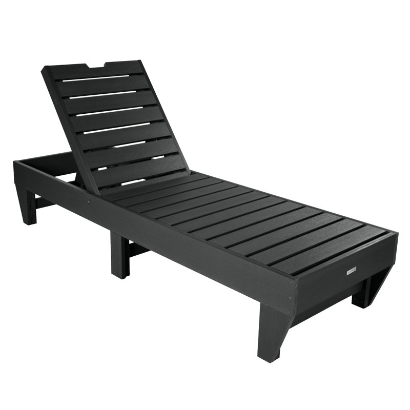 Chaise longue simple inclinable Annette, Noir