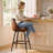 Swivel Bar Stools Set Of 4, Counter Height Bar Stools With Back & Metal Legs-Brown-523600497