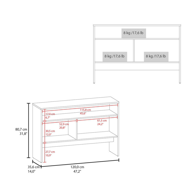 Console Table with Double-Door Cabinet, White