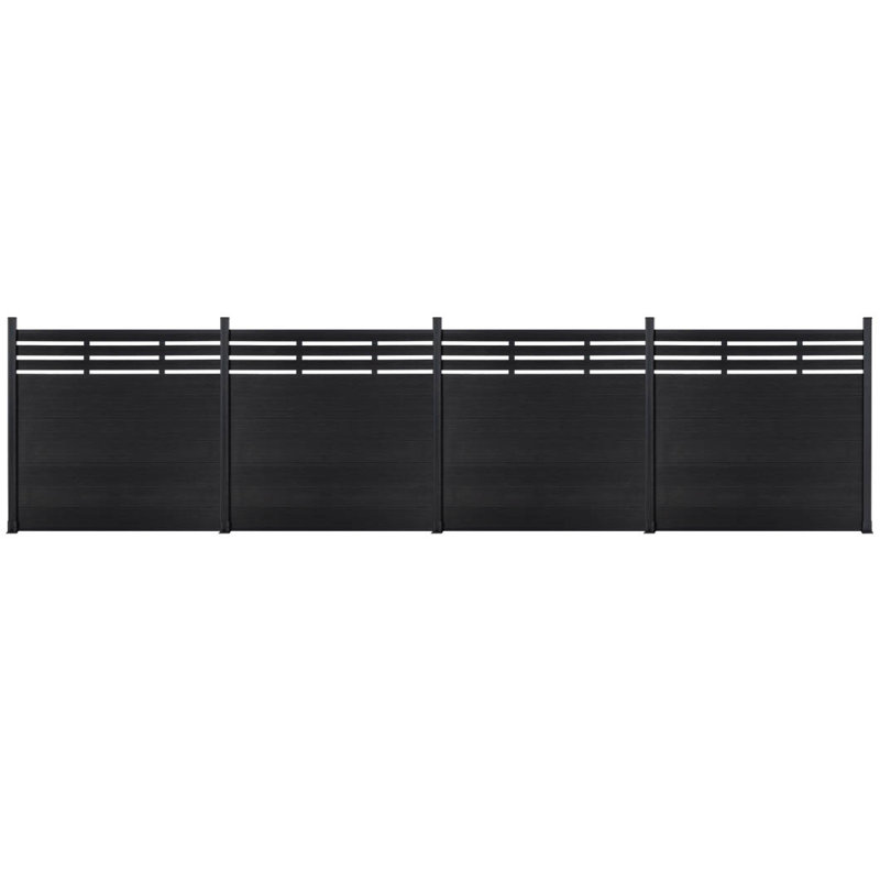 Panneaux de clôture d'intimité semi-fermés 6 pi avec poteau, finition granulée, 6 ft. H x 24 ft. W, Noir