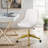 Modern Mid-Back White Swivel Desk Chair, Height Adjustable Home Office Chair for Bedroom, Living Room & Vanity Makeup-2092571540