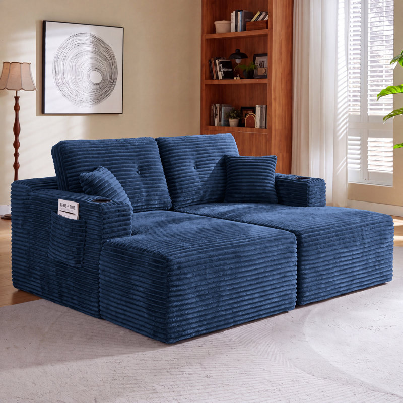 Canapé d'angle modulaire en forme de U de 133 po de large avec 2 méridiennes, canapé infonuagique en velours côtelé à assise profonde
