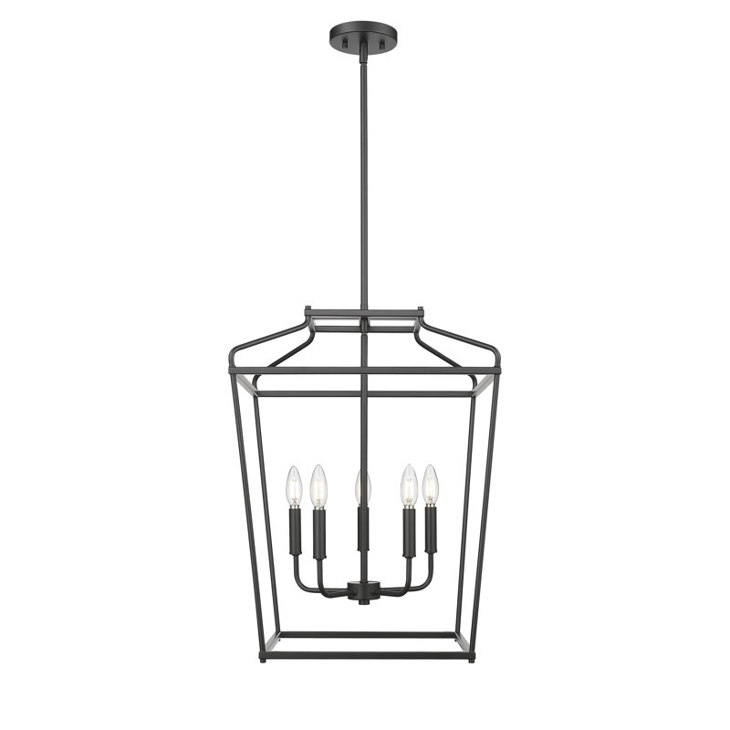 Luminaire suspendu 4 lumières Nellita, H 25 po x l 18 po x P 18 po, Noir mat