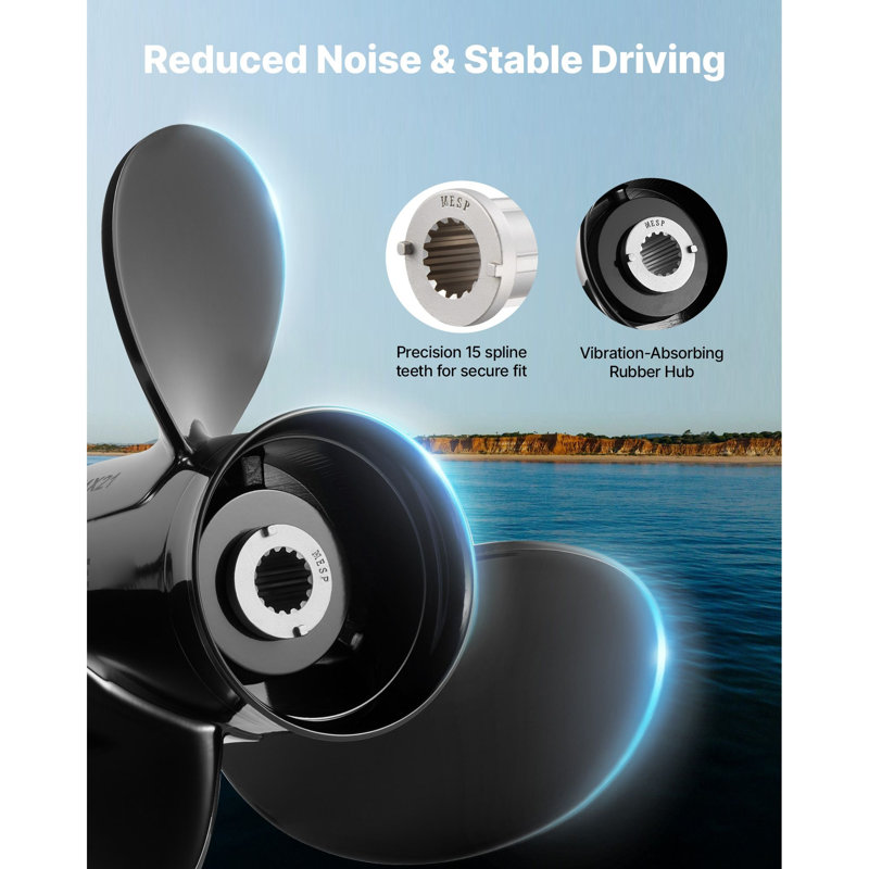 Outboard Propeller, Upgrade OEM 15 Spline Tooth Aluminum Outboard Boat Propeller Fit Mercury/Mariner Engines 90-400 HP, 4-3/4" Gearcase, 3-Blade, RH (Right Hand Rotation), OEM No. 48-832832A45