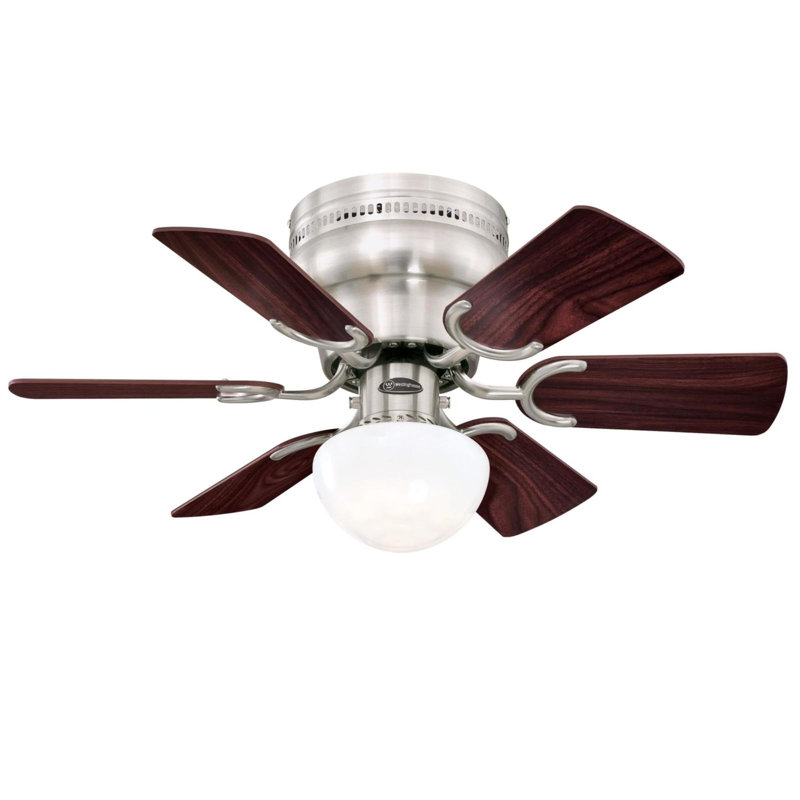 Muniz 30'' Ceiling Fan with Light Kit, Brushed Nickel with Rosewood/Light Maple Blades