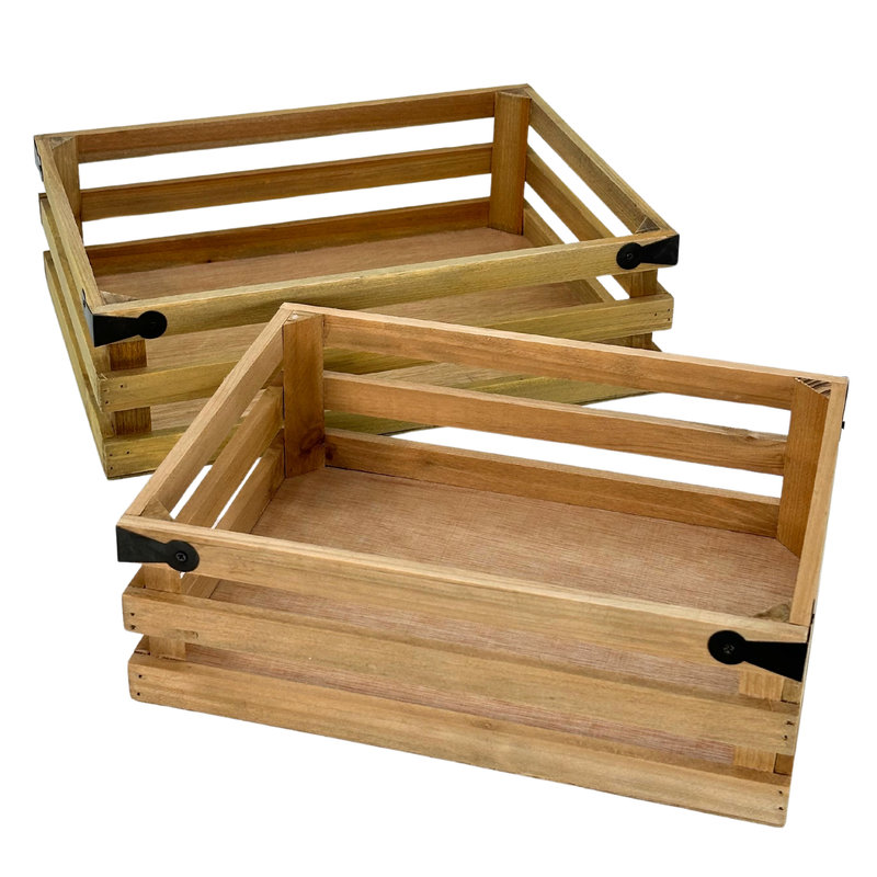 2 petites caisses en bois rustiques, décor de style maison de campagne, plateaux de présentation décoratifs pour la décoration intérieure