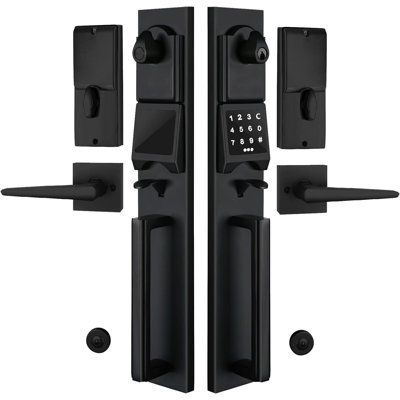 Handleset with Deadbolt and Door and Rosette