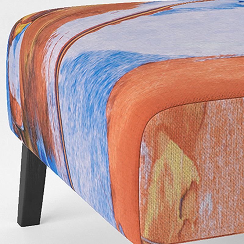 Brechta Vibrant Curve Design II - Velvet Upholstered Modern Slipper Chair, Orange/Blue