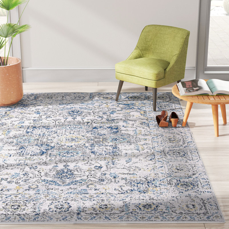 Tapis oriental turquoise / ivoire Christa, Rectangle 11 pi x 15 pi