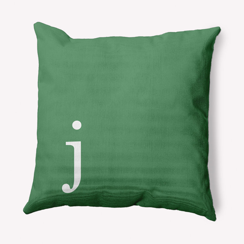 Coussin décoratif moderne Modern Monogram, 16 po x 16 po, J, Sauge