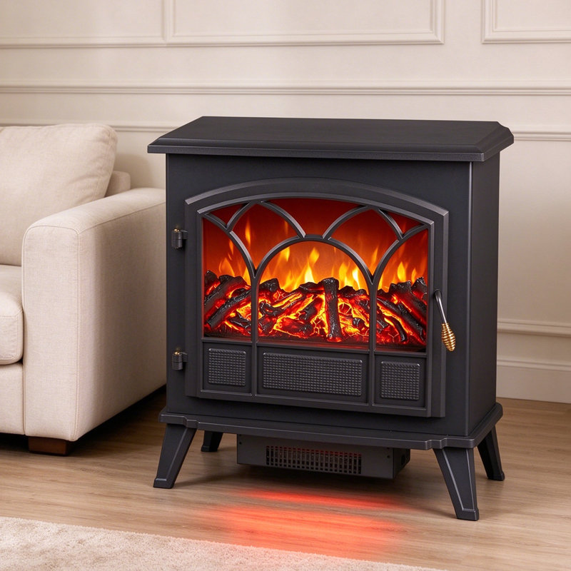 FXSGER 64 cm W Black Electric Fireplace