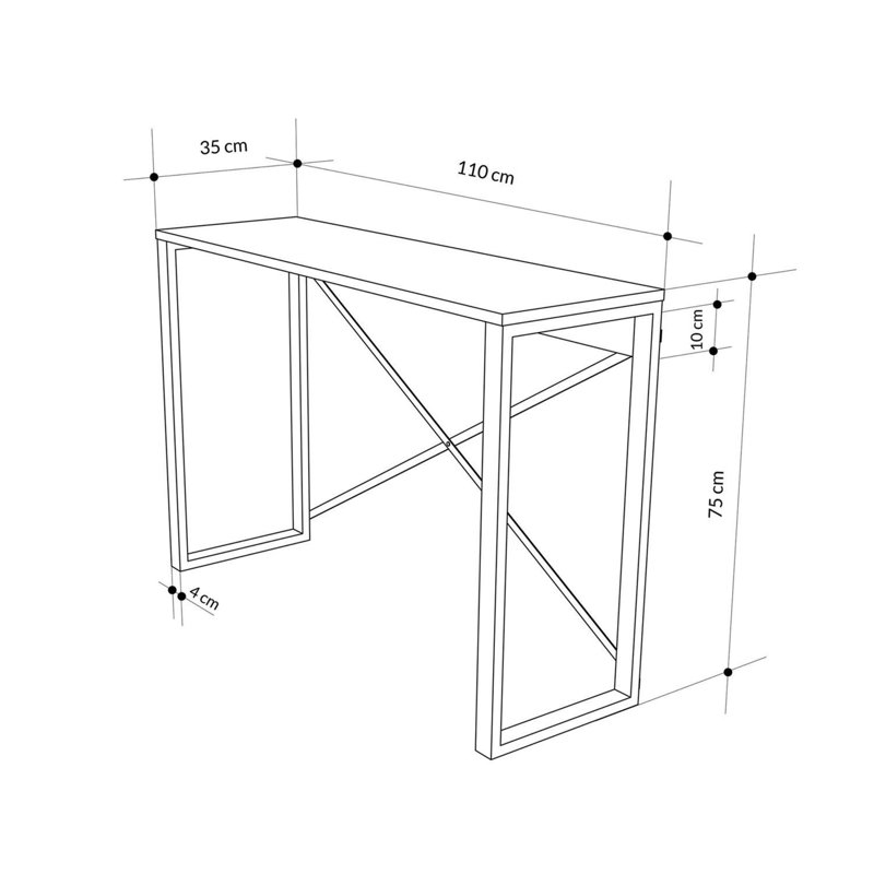 110cm Console Table, Black, Grey