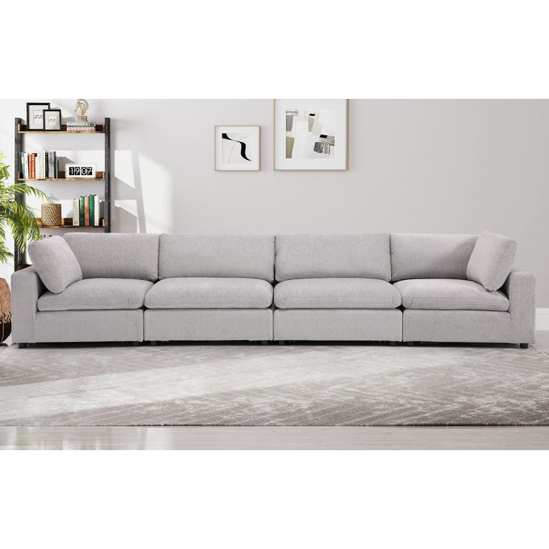 Canapé modulaire 154,4 po à 4 coussins, Gris