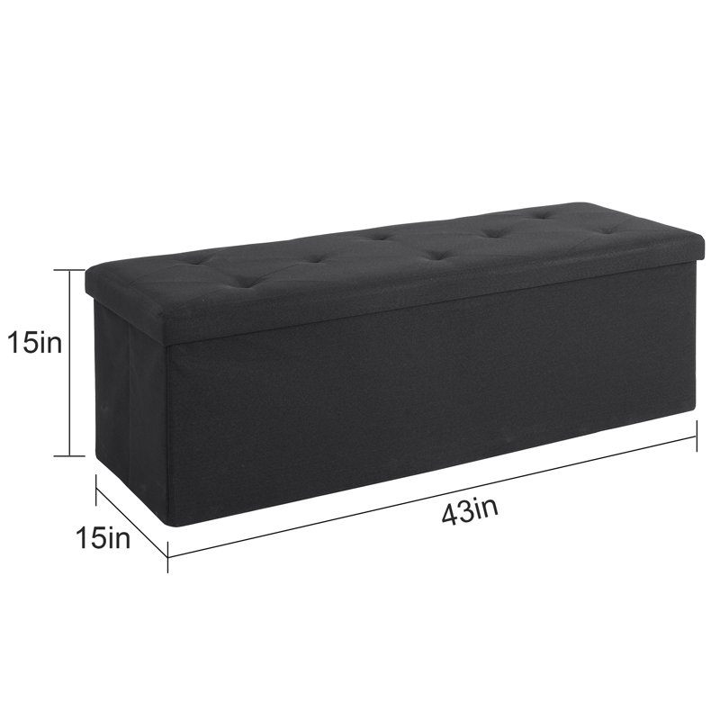 Upholstered Ottoman, Black Polyester Blend