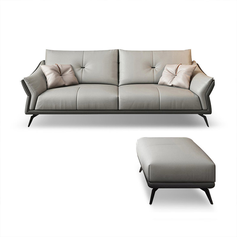Causeuse-coussin standard en cuir véritable gris