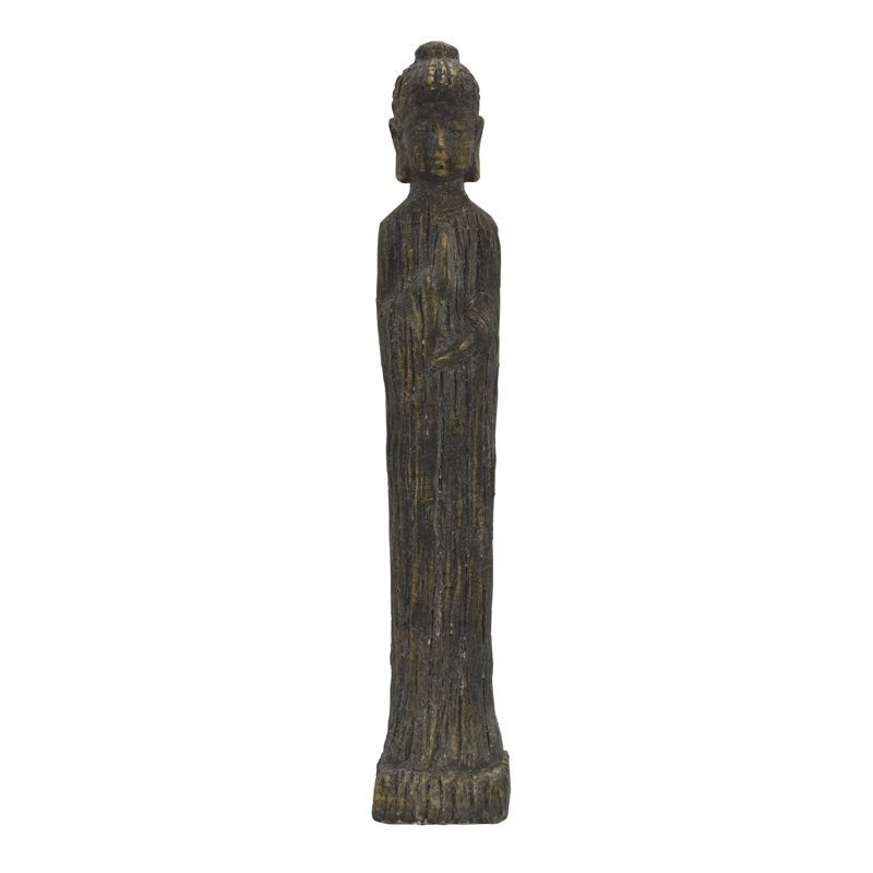 Statue bouddha debout Dells, Gris, H 30 po x l 5 po x P 5 po