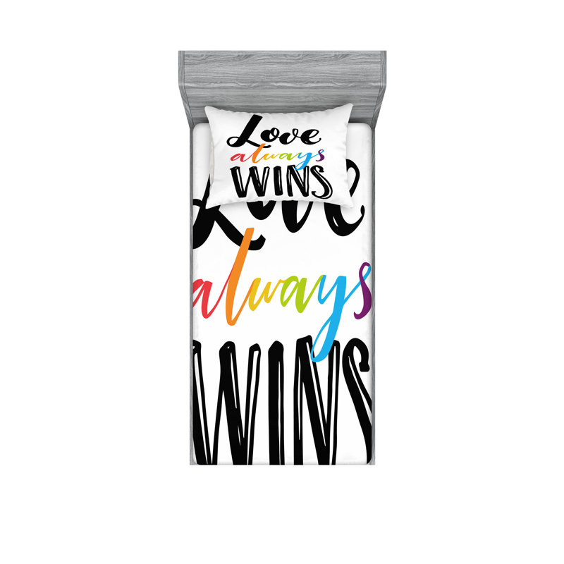 Ensemble de draps et taies décoratives Ambesonne Pride, multicolore, Ensemble de draps pour lit simple + 1 drap-housse 