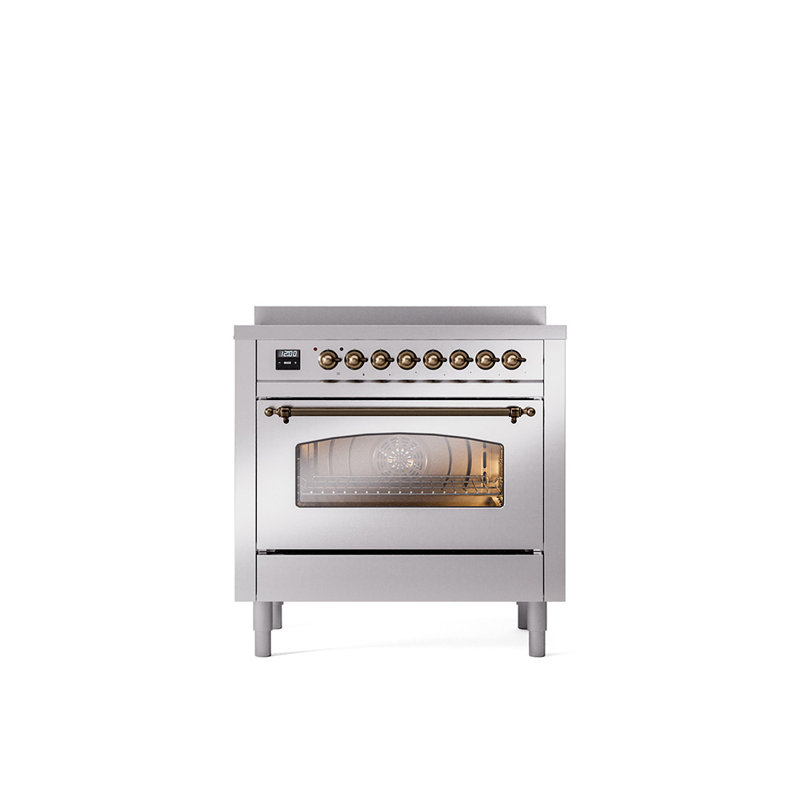 ILVE Nostalgie II 36 in Induction Range, Stainless Steel/Bronze